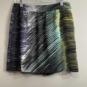 LOFT Women’s Tropical Print Skirt Green Blue Petite Size 6 Summer Lined